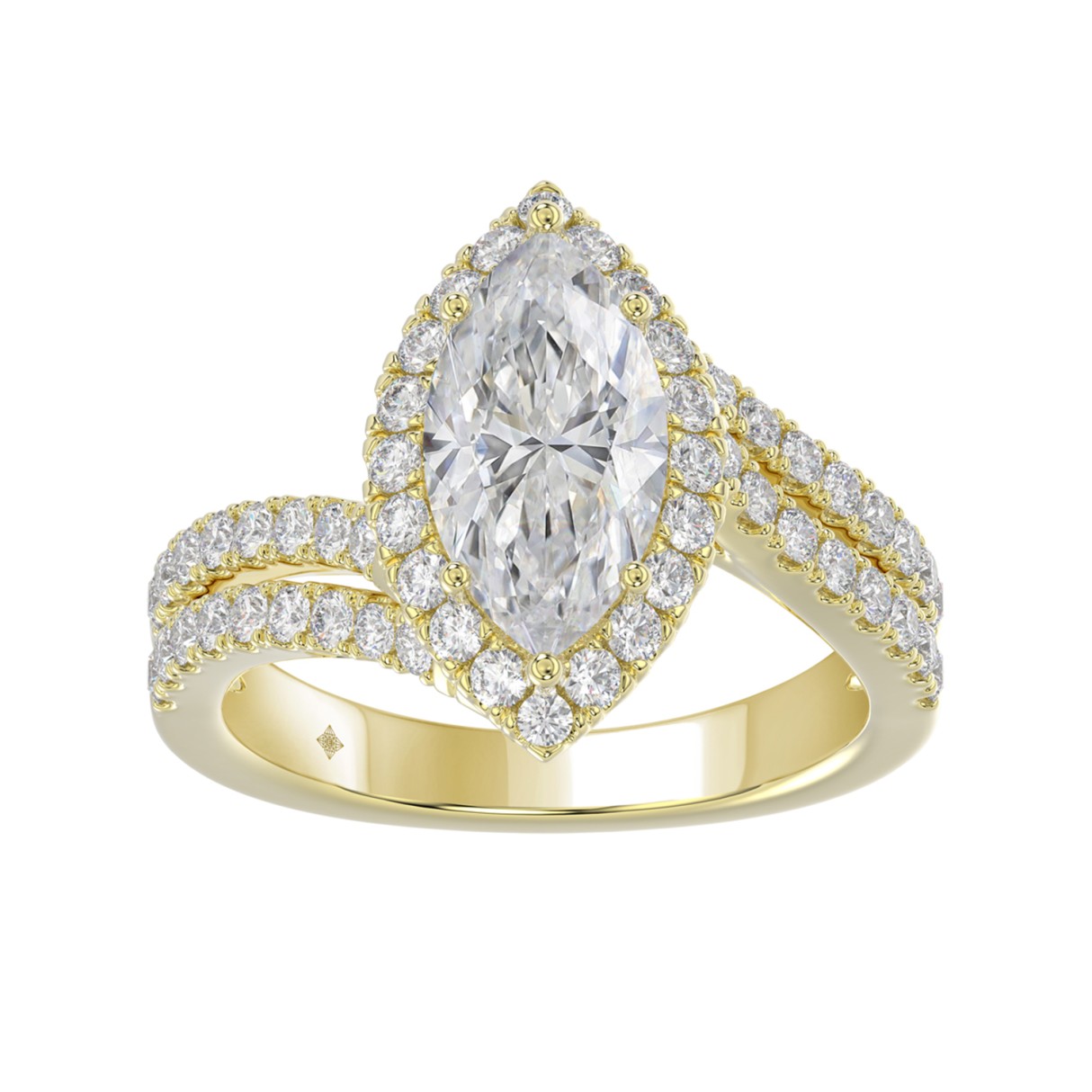 14K YELLOW GOLD 2 3/4CT ROUND/MARQUISE DIAMOND LADIES RING (CENTER STONE MARQUISE DIAMOND 2CT) 1 14K YELLOW GOLD 2 3/4CT ROUND/MARQUISE DIAMOND LADIES RING (CENTER STONE MARQUISE DIAMOND 2CT) - Image 1
