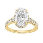 14K Yellow Gold 4 3/4Ct Oval Cut Lab-Grown Diamond Engagement Ring With Hidden Halo Round & Oval Bridal Ring Set For Women 4Ct Oval Center Stone (