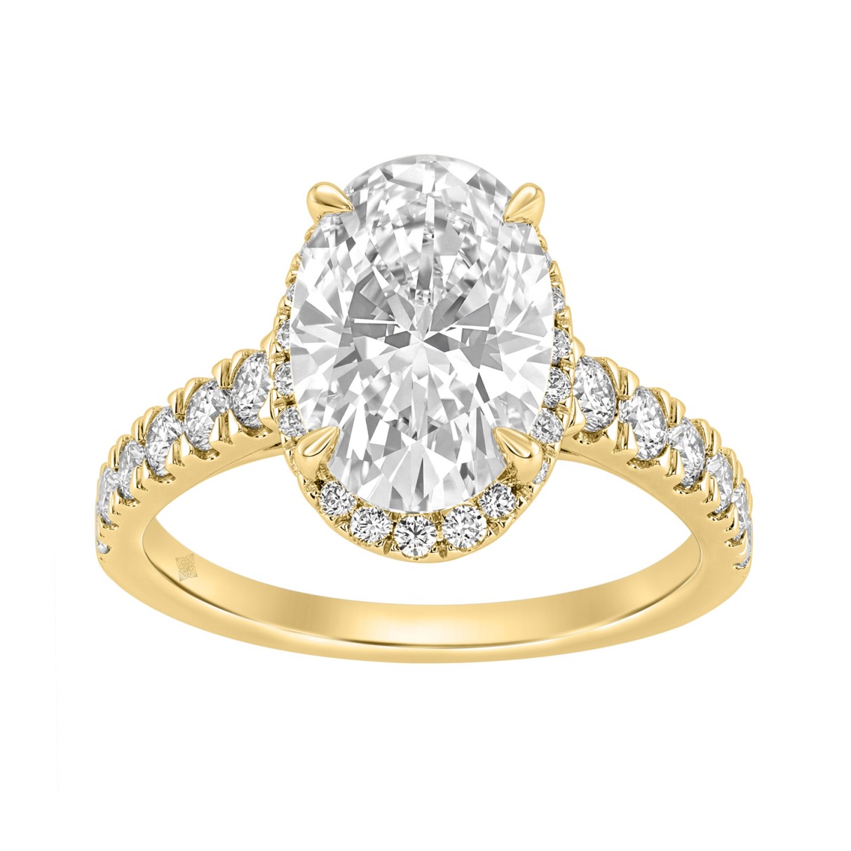 14K Yellow Gold 4 3/4Ct Oval Cut Lab-Grown Diamond Engagement Ring With Hidden Halo Round & Oval Bridal Ring Set For Women 4Ct Oval Center Stone ( 1 14K Yellow Gold 4 3/4Ct Oval Cut Lab-Grown Diamond Engagement Ring With Hidden Halo Round & Oval Bridal Ring Set For Women 4Ct Oval Center Stone ( - Image 1