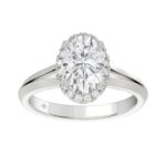 LADIES RING 2 1/6CT ROUND/OVAL DIAMOND 14K WHITE GOLD (CENTER STONE OVAL DIAMOND 2CT )