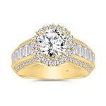 LADIES RING 3 3/4CT ROUND/EMERALD DIAMOND 14K YELLOW GOLD (CENTER STONE ROUND DIAMOND 1 1/2CT )