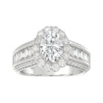 LADIES RING 3 3/4CT ROUND/OVAL/EMERALD DIAMOND 14K WHITE GOLD (CENTER STONE OVAL DIAMOND 1 1/2CT )