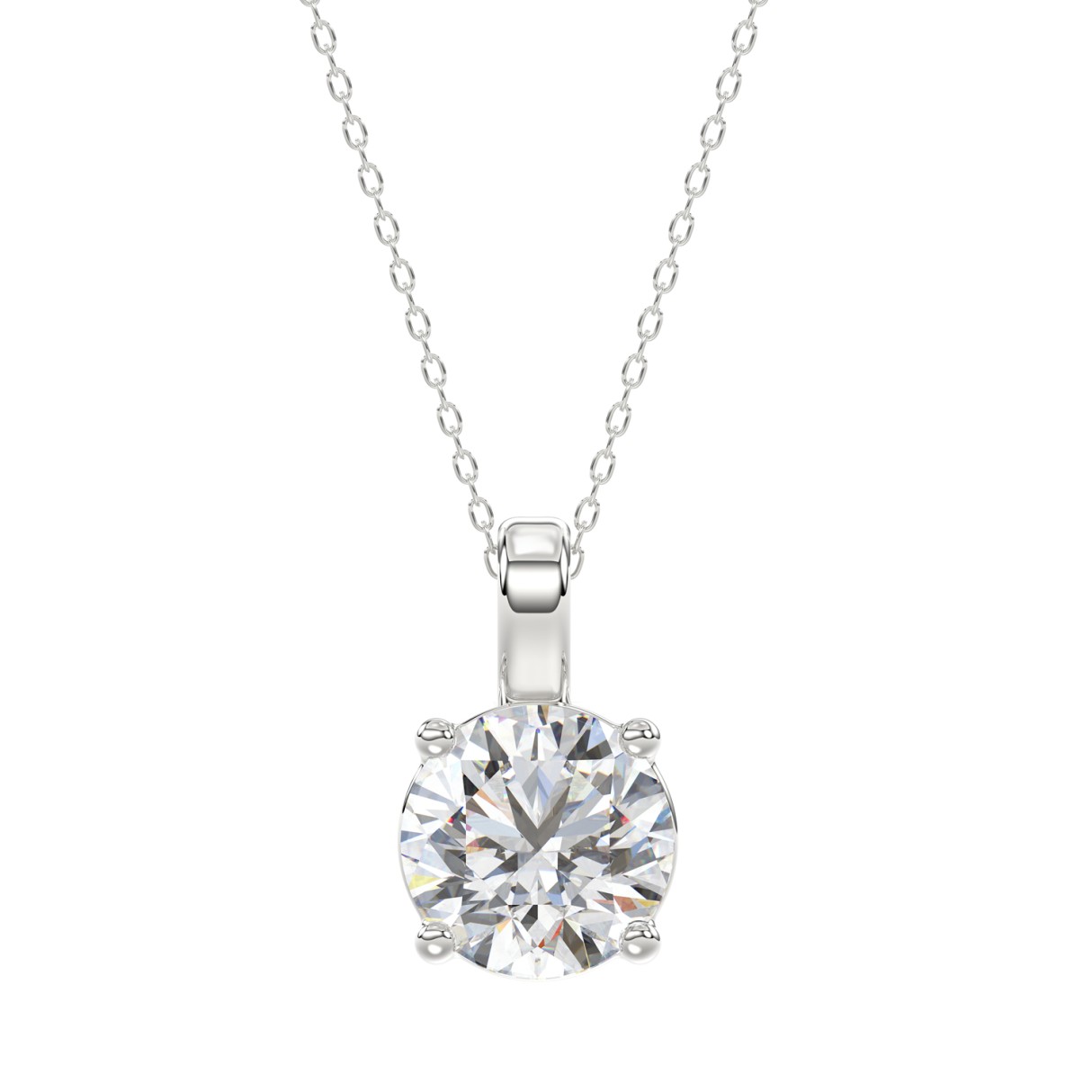 LADIES SOLITAIRE PENDANT 3CT ROUND DIAMOND 14K WHITE GOLD WITH CHAIN 1 LADIES SOLITAIRE PENDANT 3CT ROUND DIAMOND 14K WHITE GOLD WITH CHAIN - Image 1