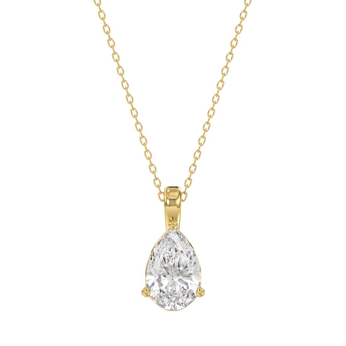 LADIES SOLITAIRE PENDANT WITH CHAIN 1 1/2CT PEAR DIAMOND 14K YELLOW GOLD 1 LADIES SOLITAIRE PENDANT WITH CHAIN 1 1/2CT PEAR DIAMOND 14K YELLOW GOLD - Image 1