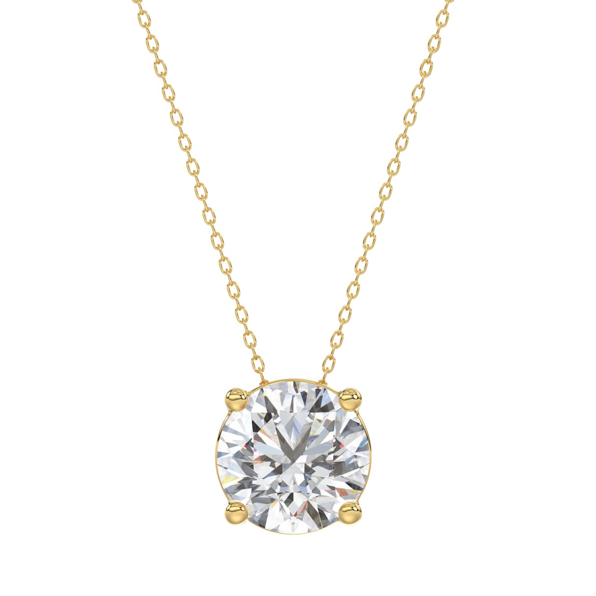 LADIES SOLITAIRE PENDANT WITH UNDER-PASS CHAIN 2 1/2CT ROUND DIAMOND 14K YELLOW GOLD 1 LADIES SOLITAIRE PENDANT WITH UNDER-PASS CHAIN 2 1/2CT ROUND DIAMOND 14K YELLOW GOLD - Image 1