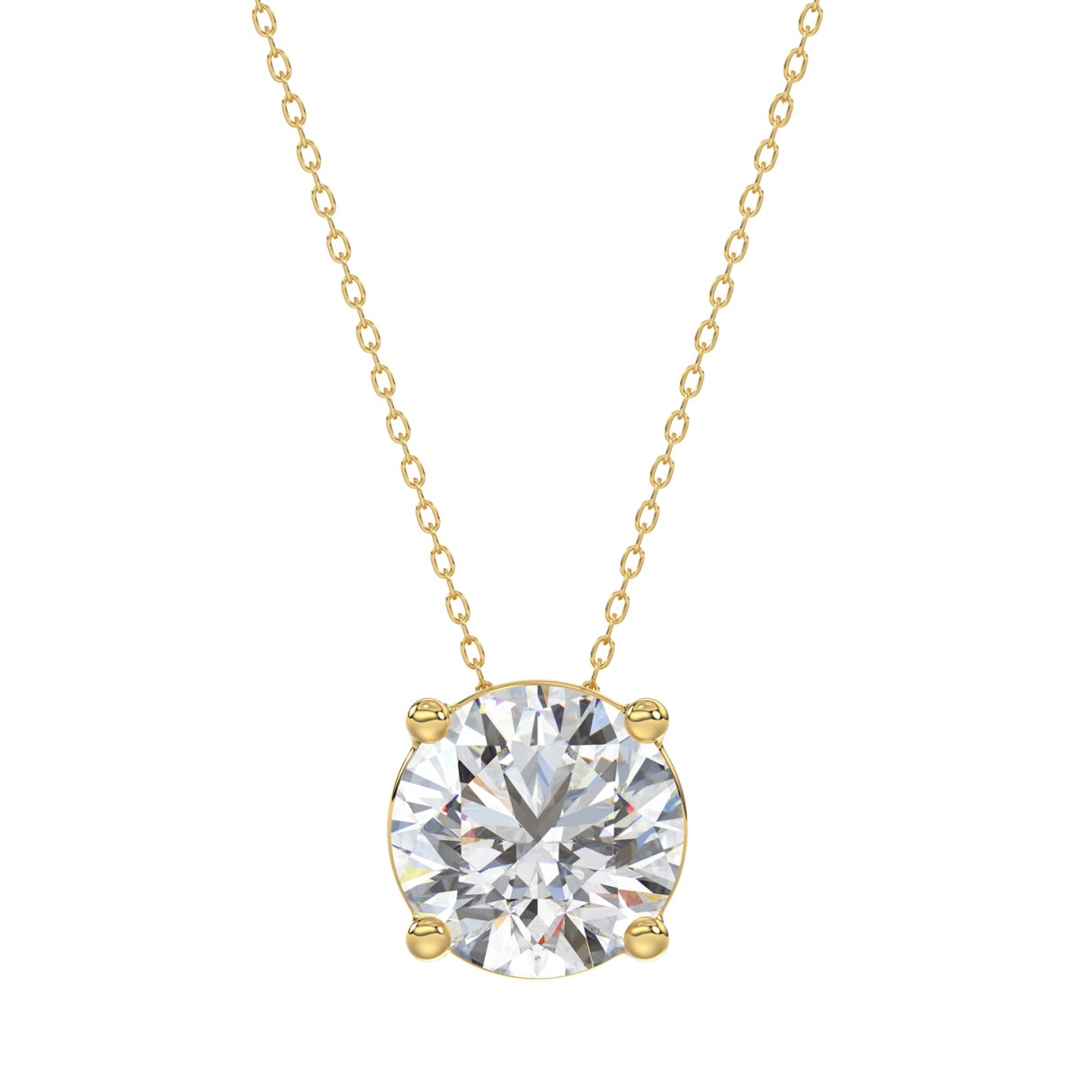 LADIES SOLITAIRE PENDANT WITH UNDER-PASS CHAIN 3CT ROUND DIAMOND 14K YELLOW GOLD 1 LADIES SOLITAIRE PENDANT WITH UNDER-PASS CHAIN 3CT ROUND DIAMOND 14K YELLOW GOLD - Image 1