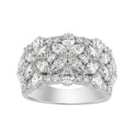 14K White Gold 3.00Ct Mixed Shape Diamond Cluster Ring Round, Marquise & Pear Floral Inspired Ladies Ring (Color F-G -Clarity Vs1/Vs2)