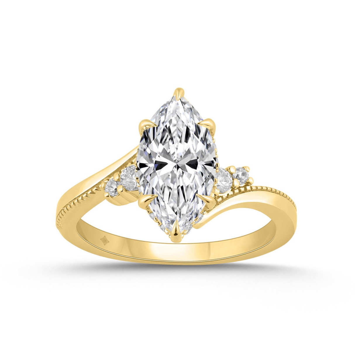 14K YELLOW GOLD 2 1/4CT ROUND/MARQUISE DIAMOND LADIES RING (CENTER STONE MARQUISE DIAMOND 2CT) 1 14K YELLOW GOLD 2 1/4CT ROUND/MARQUISE DIAMOND LADIES RING (CENTER STONE MARQUISE DIAMOND 2CT) - Image 1