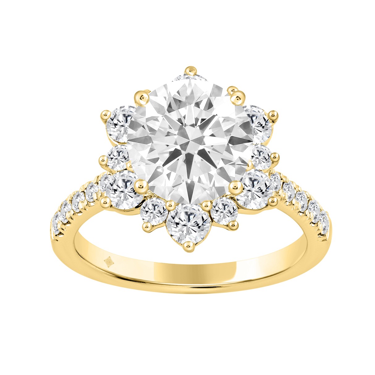 14K YELLOW GOLD 3.00CT ROUND DIAMOND LADIES RING (CENTER STONE ROUND DIAMOND 2CT) 1 14K YELLOW GOLD 3.00CT ROUND DIAMOND LADIES RING (CENTER STONE ROUND DIAMOND 2CT) - Image 1