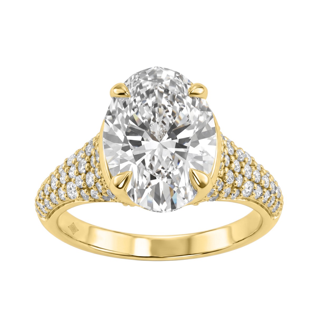 14K Yellow Gold Oval & Round Diamond Engagement Ring For 4 1/2Ct Ladies Ring 4Ct Oval Center Stone (Color F-G -Clarity Vs1/Vs2) 1 14K Yellow Gold Oval & Round Diamond Engagement Ring For 4 1/2Ct Ladies Ring 4Ct Oval Center Stone (Color F-G -Clarity Vs1/Vs2) - Image 1