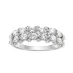 Elegant 14K White Gold 1 3/4Ct Lab Grown Diamond Fashion Ring Alternating Round & Pear Stones, Women Fashion Jewelry (Color F-G -Clarity Vs1/Vs2)