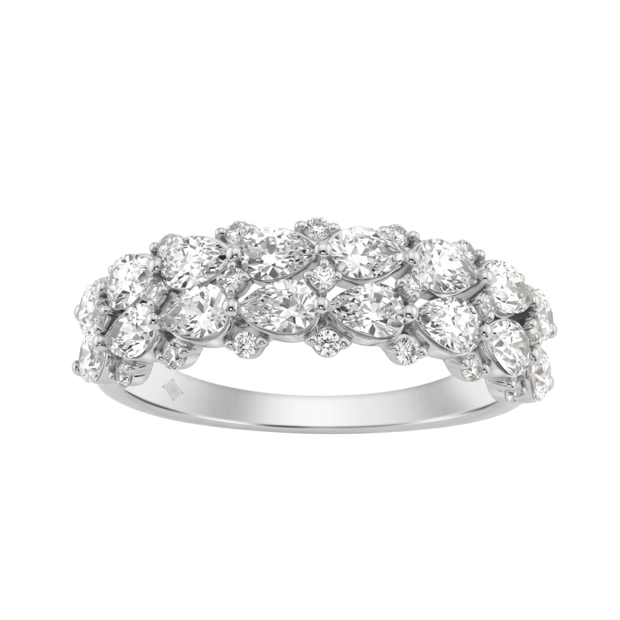 Elegant 14K White Gold 1 3/4Ct Lab Grown Diamond Fashion Ring Alternating Round & Pear Stones, Women Fashion Jewelry (Color F-G -Clarity Vs1/Vs2) 1 Elegant 14K White Gold 1 3/4Ct Lab Grown Diamond Fashion Ring Alternating Round & Pear Stones, Women Fashion Jewelry (Color F-G -Clarity Vs1/Vs2) - Image 1