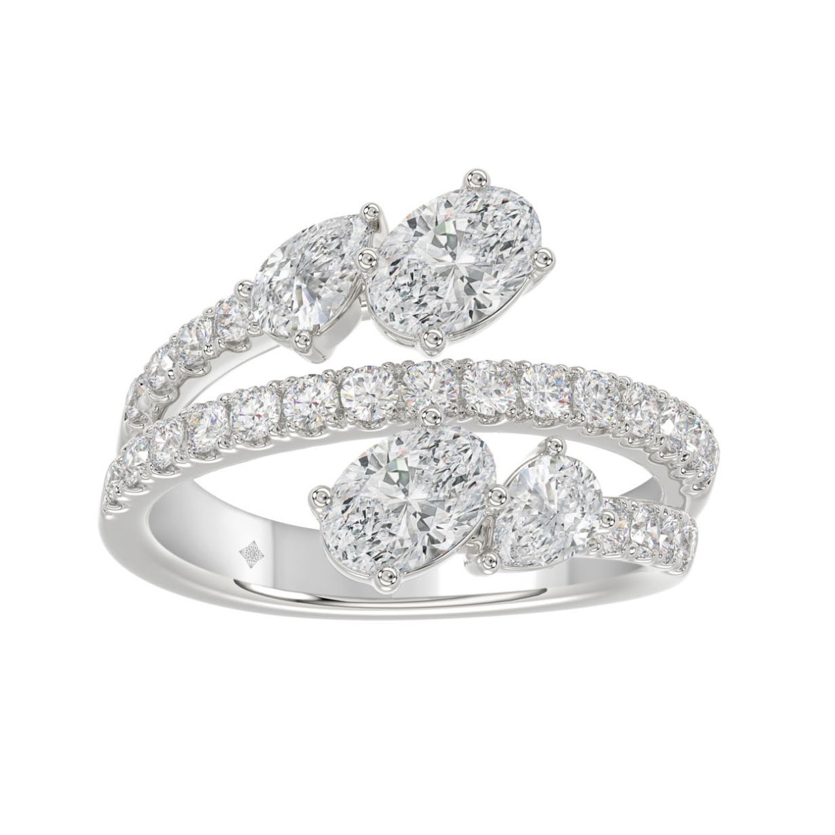 LADIES RING 2.00CT ROUND/OVAL/PEAR DIAMOND 14K WHITE GOLD 1 LADIES RING 2.00CT ROUND/OVAL/PEAR DIAMOND 14K WHITE GOLD - Image 1