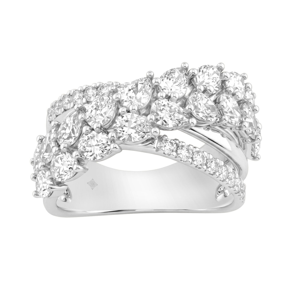 Luxury 14K White Gold 3Ct Lab Grown Diamond Pear Shape & Round Cut Ladies Fashion Ring For Her (Color F-G -Clarity Vs1/Vs2) 1 Luxury 14K White Gold 3Ct Lab Grown Diamond Pear Shape & Round Cut Ladies Fashion Ring For Her (Color F-G -Clarity Vs1/Vs2) - Image 1
