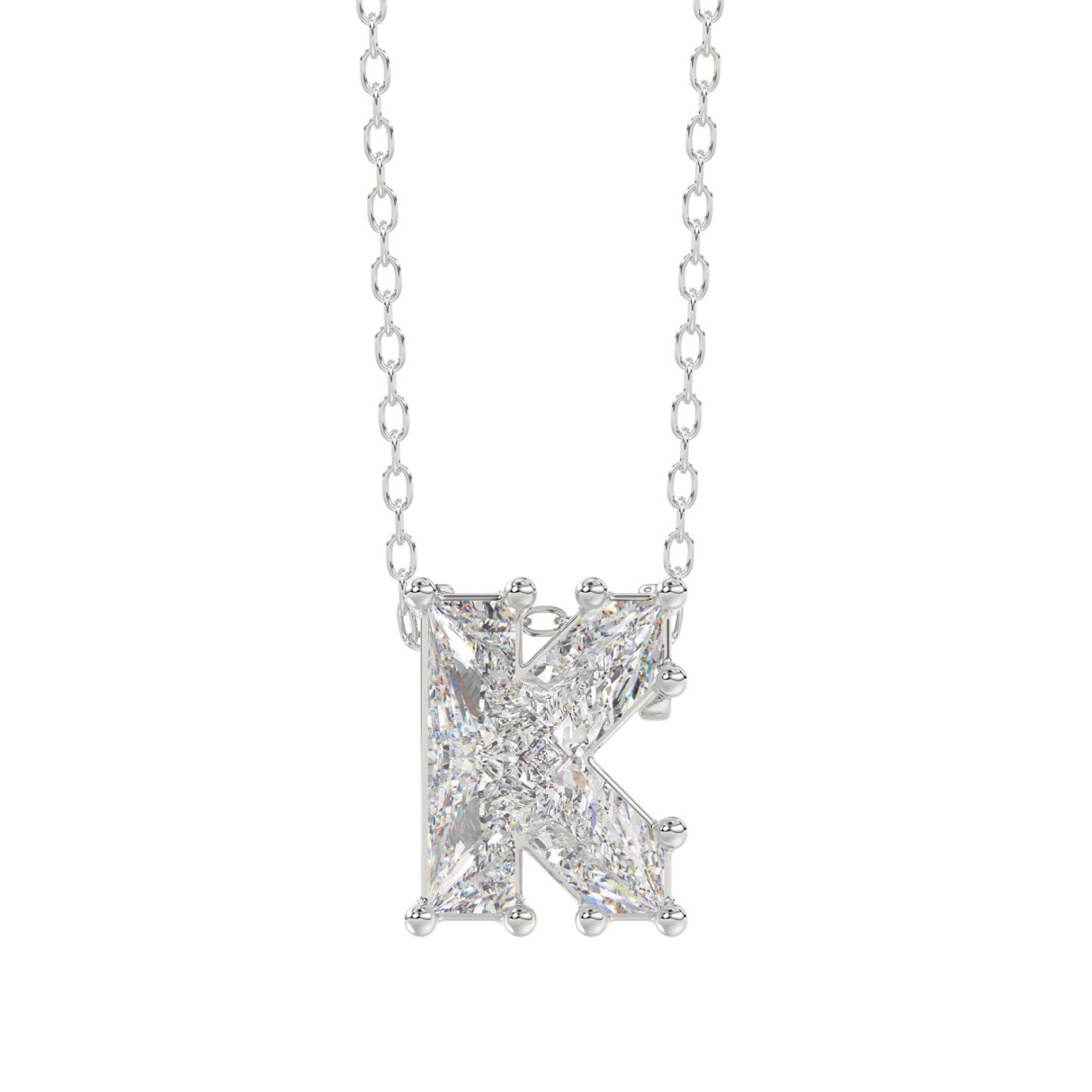 14K WHITE GOLD 1 1/2CT FANCY CUT ALPHABET DIAMOND LADIES PENDANT WITH CHAIN 1 14K WHITE GOLD 1 1/2CT FANCY CUT ALPHABET DIAMOND LADIES PENDANT WITH CHAIN - Image 1