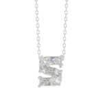 14K WHITE GOLD 1 3/4CT FANCY CUT ALPHABET DIAMOND LADIES PENDANT WITH CHAIN
