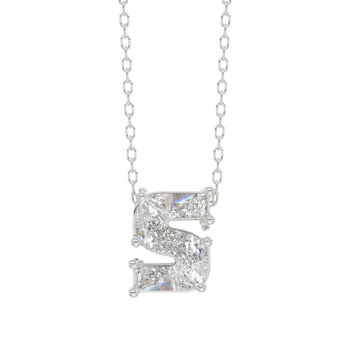 14K WHITE GOLD 1 3/4CT FANCY CUT ALPHABET DIAMOND LADIES PENDANT WITH CHAIN 1 14K WHITE GOLD 1 3/4CT FANCY CUT ALPHABET DIAMOND LADIES PENDANT WITH CHAIN - Image 1