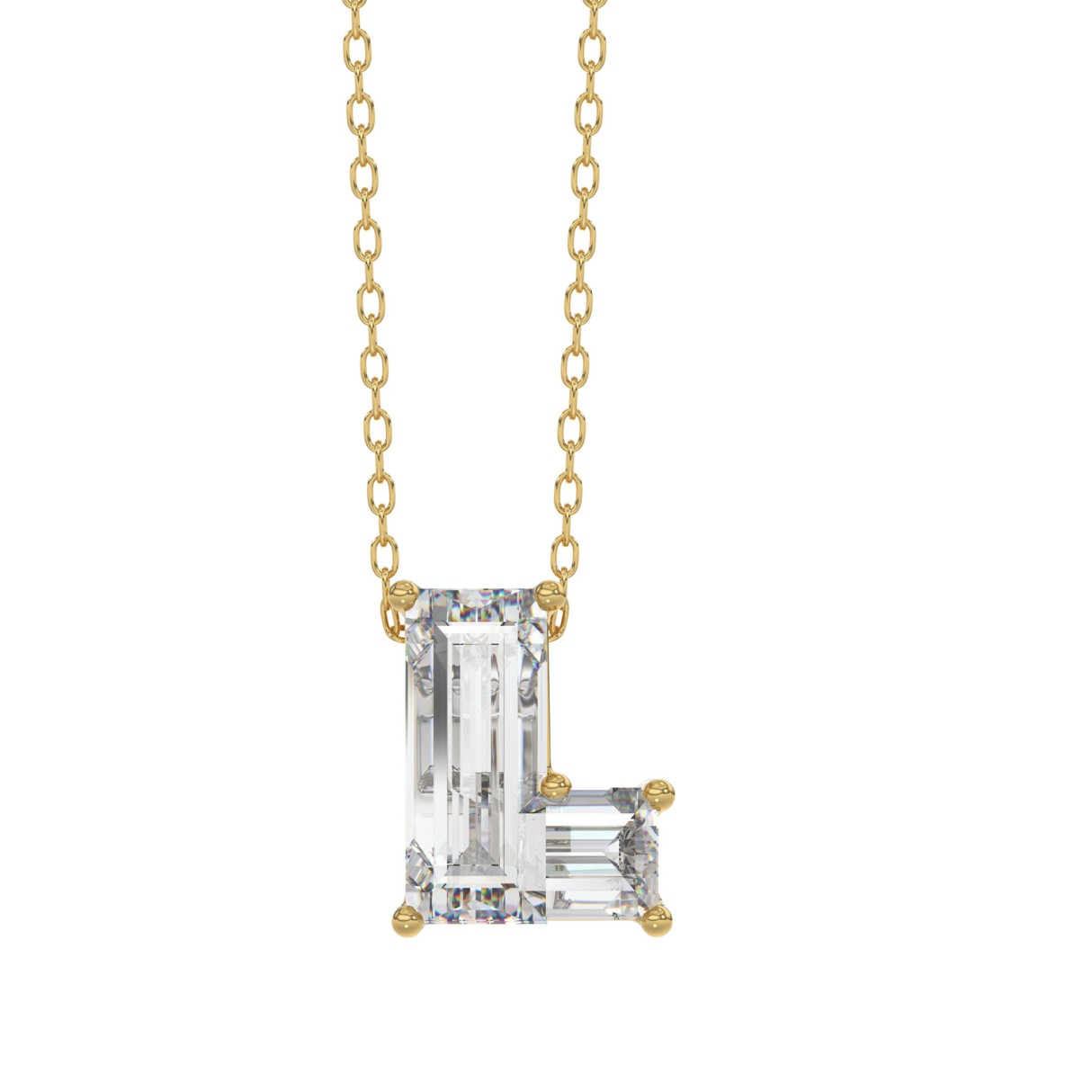 14K YELLOW GOLD 1 1/3CT FANCY CUT ALPHABET DIAMOND LADIES PENDANT WITH CHAIN 1 14K YELLOW GOLD 1 1/3CT FANCY CUT ALPHABET DIAMOND LADIES PENDANT WITH CHAIN - Image 1