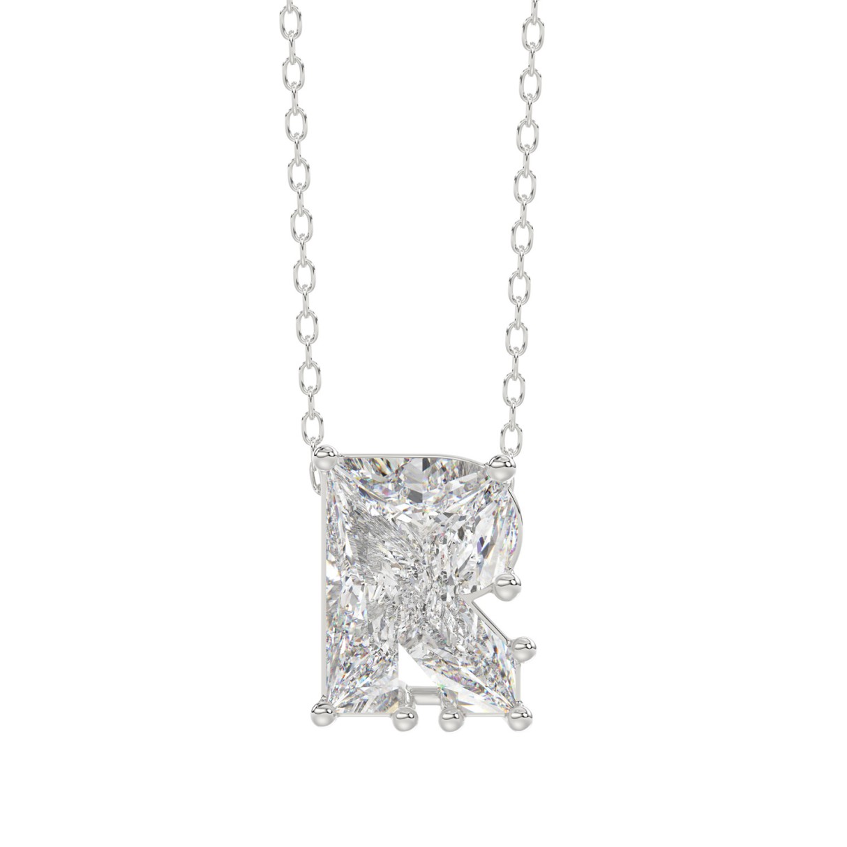 14K WHITE GOLD 1 5/8CT FANCY CUT ALPHABET DIAMOND LADIES PENDANT WITH CHAIN 1 14K WHITE GOLD 1 5/8CT FANCY CUT ALPHABET DIAMOND LADIES PENDANT WITH CHAIN - Image 1
