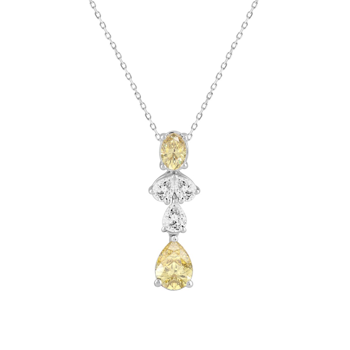 14K WHITE/YELLOW GOLD 2.00CT PEAR/OVAL DIAMOND LADIES PENDANT WITH CHAIN (PEAR PINK 1.00CT/OVAL DIAMOND 1/2CT) 1 14K WHITE/YELLOW GOLD 2.00CT PEAR/OVAL DIAMOND LADIES PENDANT WITH CHAIN (PEAR PINK 1.00CT/OVAL DIAMOND 1/2CT) - Image 1