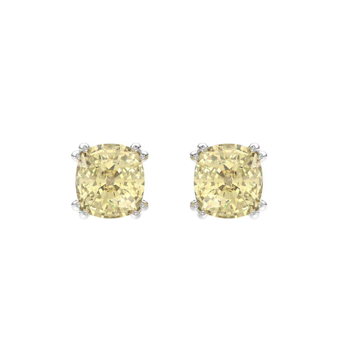 14K WHITE GOLD 2.00CT CUSHION YELLOW DIAMOND LADIES EARRINGS 1 14K WHITE GOLD 2.00CT CUSHION YELLOW DIAMOND LADIES EARRINGS - Image 1