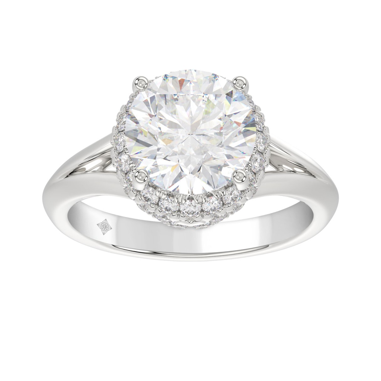 LADIES RING 3 3/8CT ROUND DIAMOND 14K WHITE GOLD (CENTER STONE ROUND DIAMOND 3CT ) 1 LADIES RING 3 3/8CT ROUND DIAMOND 14K WHITE GOLD (CENTER STONE ROUND DIAMOND 3CT ) - Image 1