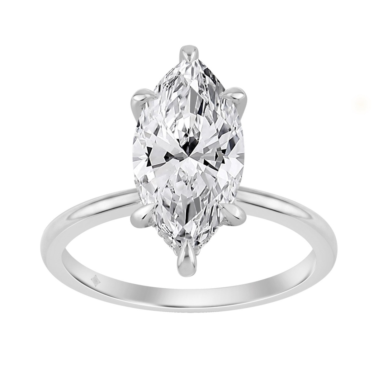 14K WHITE GOLD 3 1/6CT MARQUISE DIAMOND LADIES RING (CENTER STONE MARQUISE DIAMOND 3.00CT) 1 14K WHITE GOLD 3 1/6CT MARQUISE DIAMOND LADIES RING (CENTER STONE MARQUISE DIAMOND 3.00CT) - Image 1