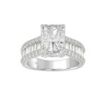 14K WHITE GOD 1 1/4CT ROUND/BAGUETTE/RADIANT DIAMOND SEMI MOUNT LADIES RING (CENTER STONE RADIANT DIAMOND 4.00CT)