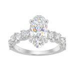 14K White Gold 3.00Ct Diamond Engagement Ring For Women 2.00Ct Elongated Oval Center Stone With Marquise & Round Side Stones, Luxury Bridal Ring (Colo