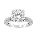 4 1/3Ct Round Brilliant Diamond Ring In 14K White Gold Elegant Ladies Engagement Ring 4Ct Round Center Stone (Color F-G -Clarity Vs1/Vs2)