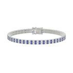 14K WHITE GOLD 5 3/4CT ROUND/ROUND BLUE SAPPHIRE DIAMOND LADIES BRACELET