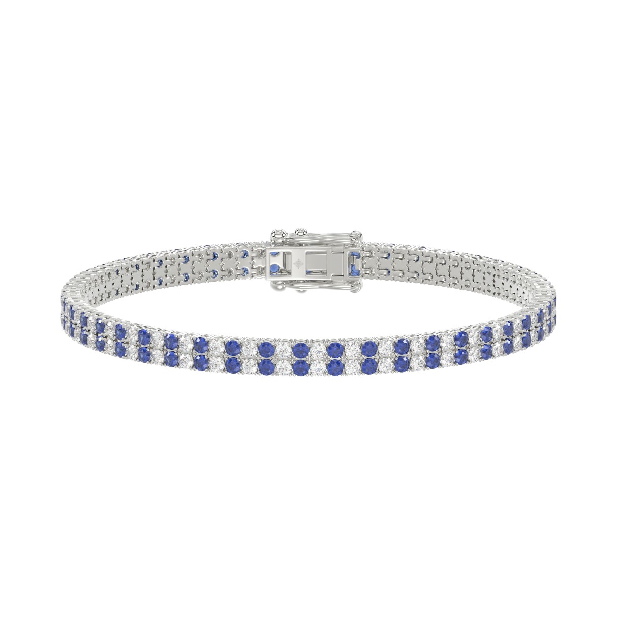 14K WHITE GOLD 5 3/4CT ROUND/ROUND BLUE SAPPHIRE DIAMOND LADIES BRACELET 1 14K WHITE GOLD 5 3/4CT ROUND/ROUND BLUE SAPPHIRE DIAMOND LADIES BRACELET - Image 1