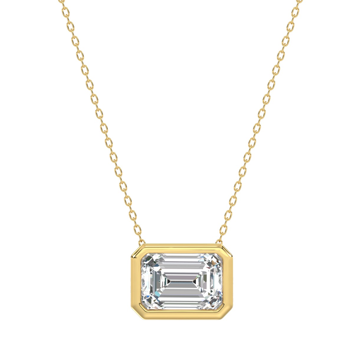 LADIES SOLITAIRE PENDANT 1CT EMERALD DIAMOND 14K YELLOW GOLD WITH CHAIN 1 LADIES SOLITAIRE PENDANT 1CT EMERALD DIAMOND 14K YELLOW GOLD WITH CHAIN - Image 1