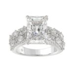 Luxury 14K White Gold Diamond Ring 6 1/4Ct Radiant Center Stone With Pear & Round Diamonds, Women Fashion Engagement Ring (Color F-G -Clarity Vs1/