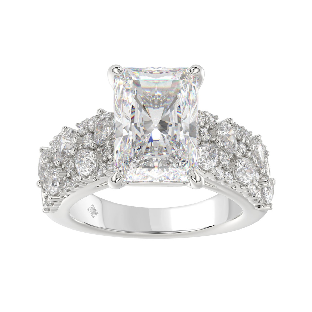 Luxury 14K White Gold Diamond Ring 6 1/4Ct Radiant Center Stone With Pear & Round Diamonds, Women Fashion Engagement Ring (Color F-G -Clarity Vs1/ 1 Luxury 14K White Gold Diamond Ring 6 1/4Ct Radiant Center Stone With Pear & Round Diamonds, Women Fashion Engagement Ring (Color F-G -Clarity Vs1/ - Image 1