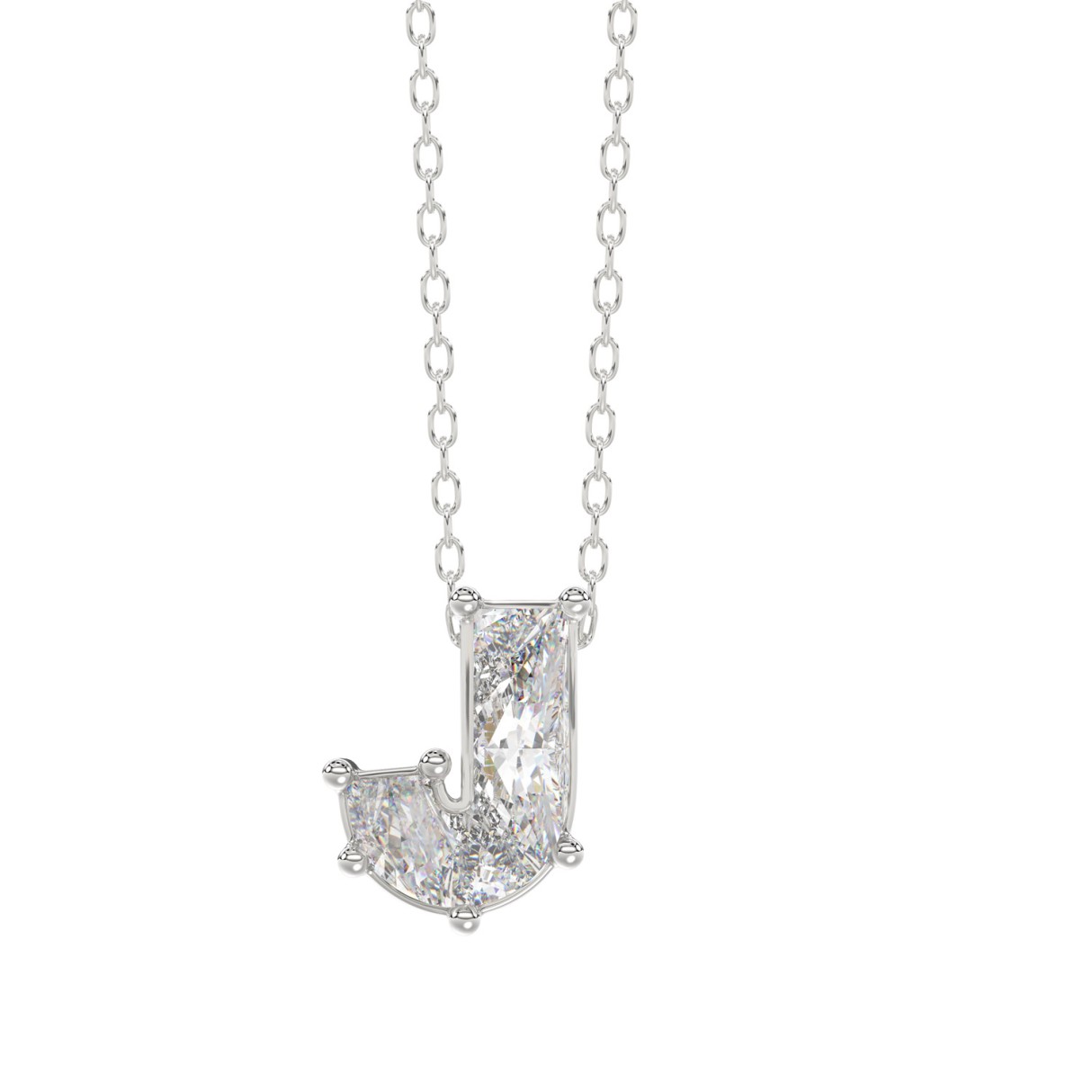 14K WHITE GOLD 7/8CT FANCY CUT ALPHABET DIAMOND LADIES PENDANT WITH CHAIN 1 14K WHITE GOLD 7/8CT FANCY CUT ALPHABET DIAMOND LADIES PENDANT WITH CHAIN - Image 1