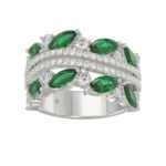14K WHITE GOLD 2 3/8CT ROUND/MARQUISE DIAMOND LADIES RING (GREEN EMERALD MARQUISE DIAMOND 1 1/2CT)
