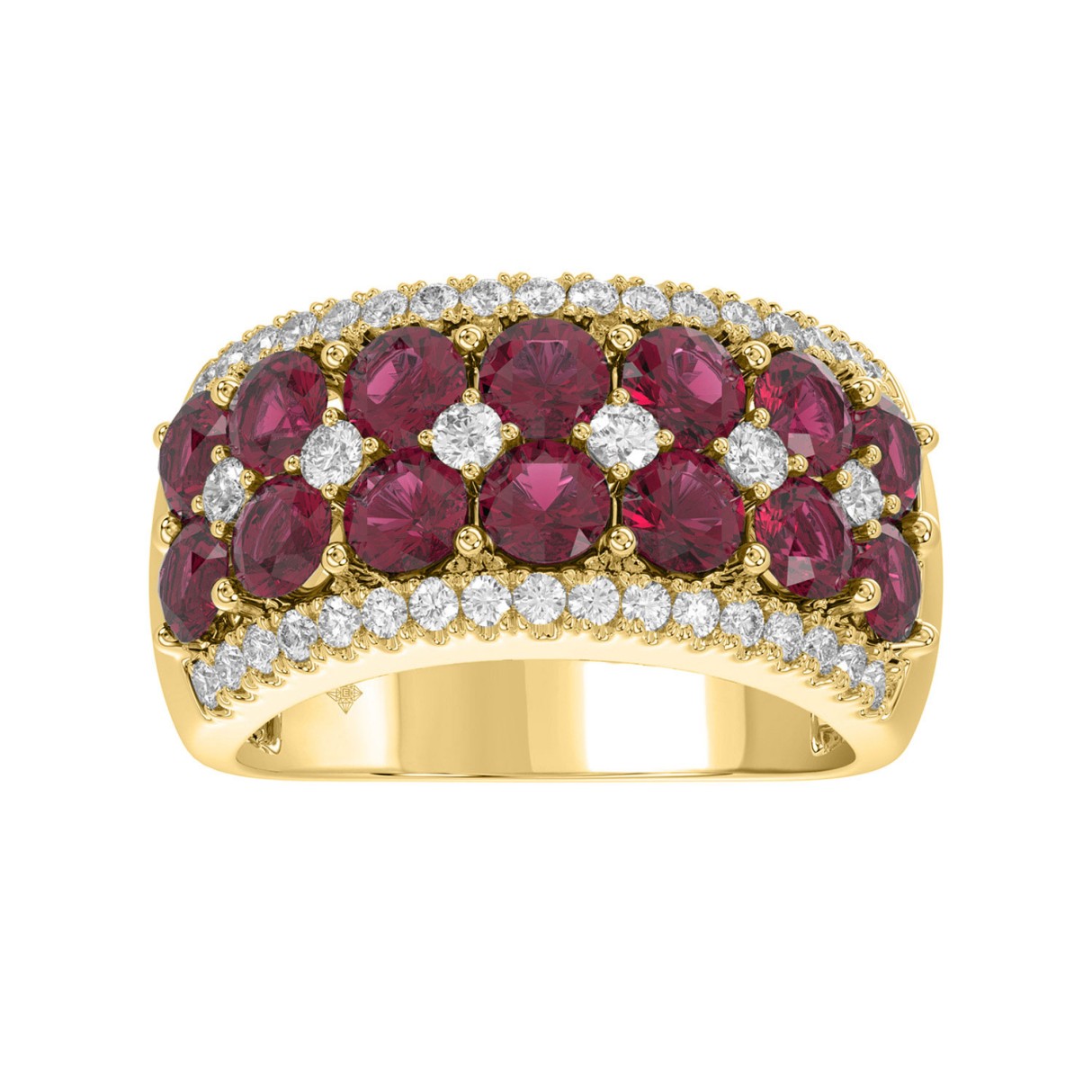 14K YELLOW GOLD 4.00CT ROUND DIAMOND LADIES RING (CENTER STONE ROUND RUBY DIAMOND 3 1/2CT) 1 14K YELLOW GOLD 4.00CT ROUND DIAMOND LADIES RING (CENTER STONE ROUND RUBY DIAMOND 3 1/2CT) - Image 1