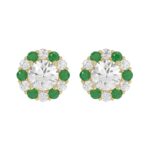 14K YELLOW GOLD 2 1/2CT ROUND/ROUND GREEN SAPPHIRE LADIES EARRING (CENTER STONE ROUND DIAMOND 2CT)