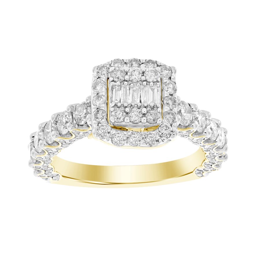 LADIES RING 2.00CT ROUND/BAGUETTE DIAMOND 14K YELLOW GOLD 1 LADIES RING 2.00CT ROUND/BAGUETTE DIAMOND 14K YELLOW GOLD - Image 1