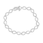 Sterling Silver White 0.05CT Round Diamond Infinity Link Bracelet Women’S Fine Jewelry Bracelet