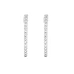 14K White Gold 1.00CT Round Diamond Hoop Earrings For Women Classic Diamond Hoop Earrings