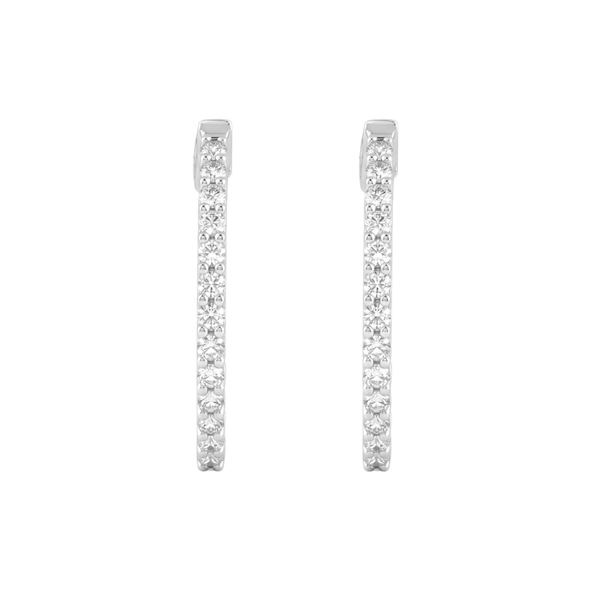 14K White Gold 1.00CT Round Diamond Hoop Earrings For Women Classic Diamond Hoop Earrings 1 14K White Gold 1.00CT Round Diamond Hoop Earrings For Women Classic Diamond Hoop Earrings - Image 1