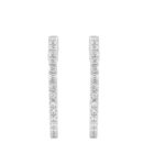 14K White Gold 2.00CT Round Diamond Hoop Earrings For Women Classic Diamond Hoop Earrings