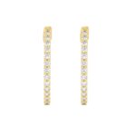 14K Yellow Gold 1.00CT Round Diamond Hoop Earrings For Women Classic Diamond Hoop Earrings