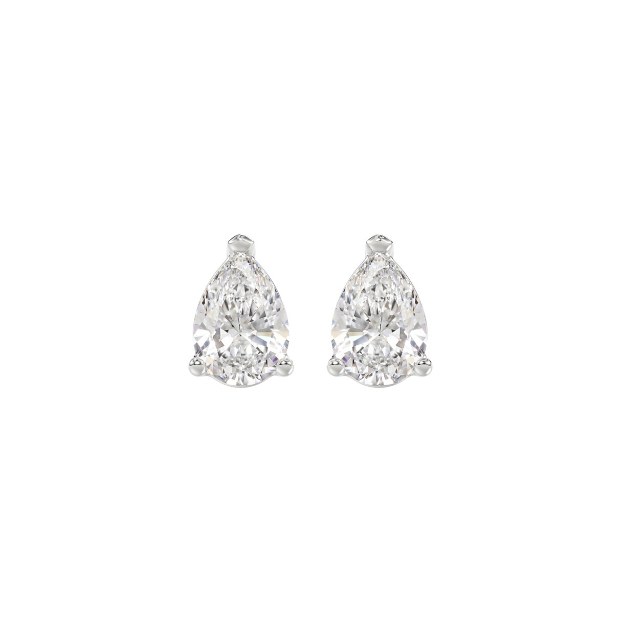LADIES SOLITAIRE EARRINGS 1 1/2CT PEAR DIAMOND 14K WHITE GOLD 1 LADIES SOLITAIRE EARRINGS 1 1/2CT PEAR DIAMOND 14K WHITE GOLD - Image 1