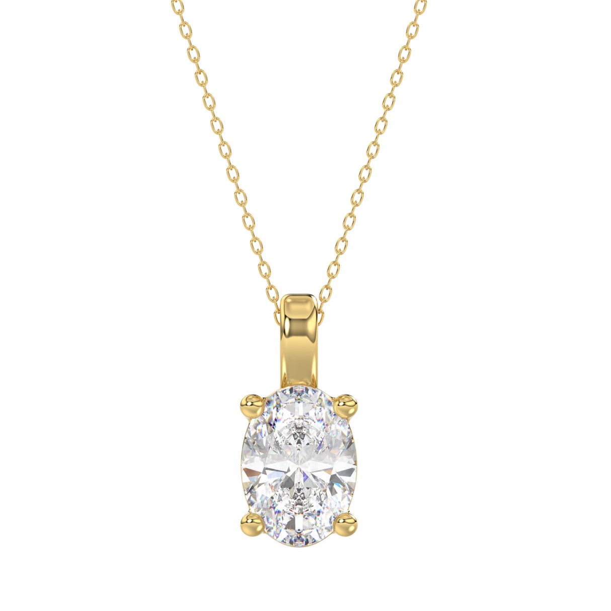 LADIES SOLITAIRE PENDANT 3CT OVAL DIAMOND 14K YELLOW GOLD 1 LADIES SOLITAIRE PENDANT 3CT OVAL DIAMOND 14K YELLOW GOLD - Image 1