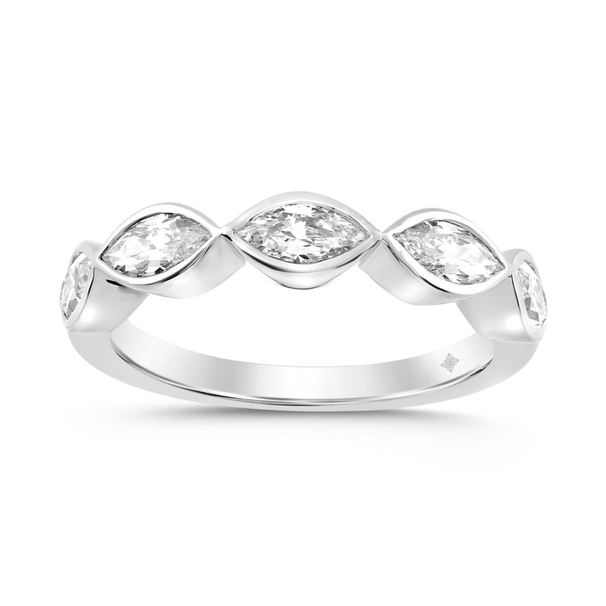 LADIES BAND 1CT MARQUISE DIAMOND 14K WHITE GOLD 1 LADIES BAND 1CT MARQUISE DIAMOND 14K WHITE GOLD - Image 1