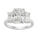 14K White Gold 5.00Ct Radiant Lab Grown Diamond Ring 3.00Ct Center Stone Radiant Diamond Three Stone Engagement Ring For Women (Color F-G Clarity Vs1