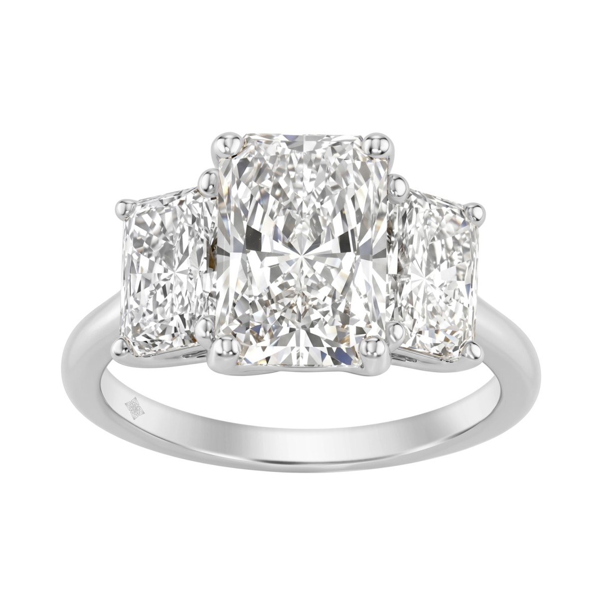 14K White Gold 5.00Ct Radiant Lab Grown Diamond Ring 3.00Ct Center Stone Radiant Diamond Three Stone Engagement Ring For Women (Color F-G Clarity Vs1 1 14K White Gold 5.00Ct Radiant Lab Grown Diamond Ring 3.00Ct Center Stone Radiant Diamond Three Stone Engagement Ring For Women (Color F-G Clarity Vs1 - Image 1